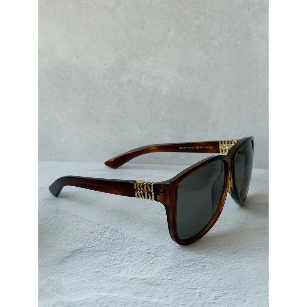 NEW Miu Miu MU A08S Striped Tobacco Oversized Sunglasses $578